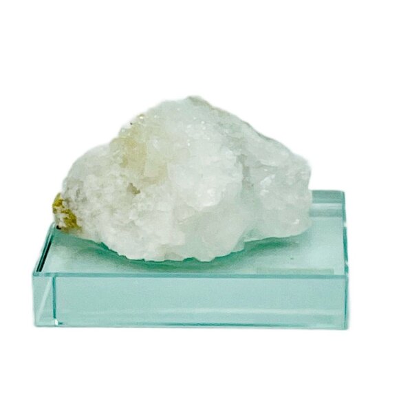 Natural Zeolite Quartz Crystal Geode On Glass Base Display 3.5"x2.5"X1.5" - Picture 2 of 16